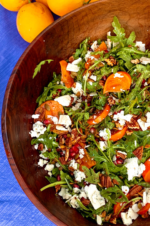 Spiced Pecan, Persimmon, Pomegranate & Blue Cheese Fall Salad