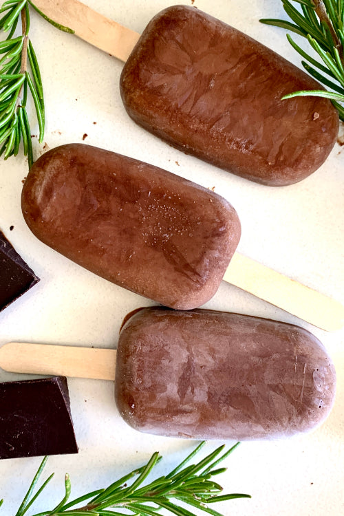 Dark Chocolate & Rosemary Olive Oil Popsicles