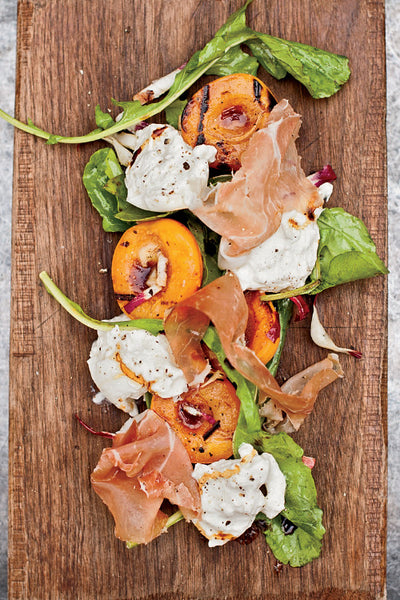 Grilled Peaches, Burrata & Prosciutto