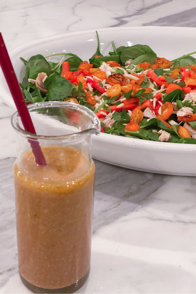 Kumquat & Spinach Salad with Miso Olive Oil Dressing