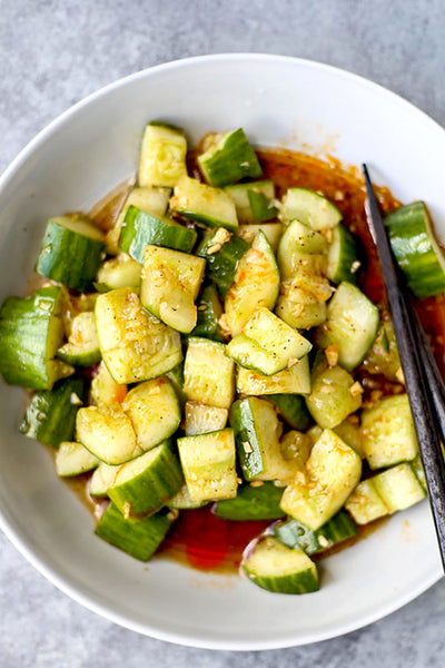Spicy Sesame Smashed Cucumbers