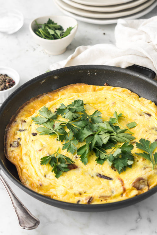 Black Truffle & Wild Mushroom Leek Frittata with Gruyere